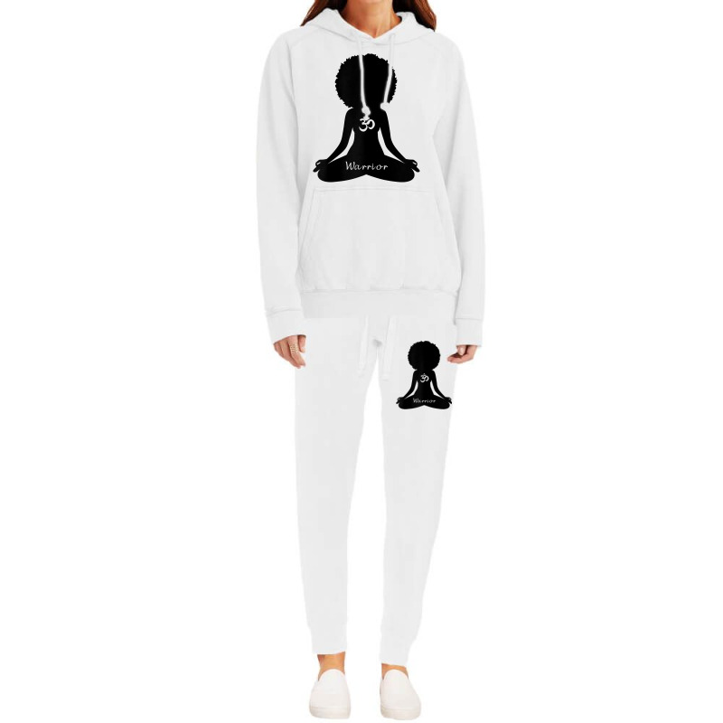 Womens Warrior Afro Goddess Curly Hair Self Care Om Yoga T Shirt Hoodie & Jogger Set | Artistshot