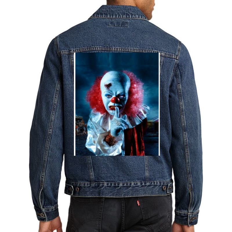 Scary Horror Clown Face Mask Men Denim Jacket | Artistshot