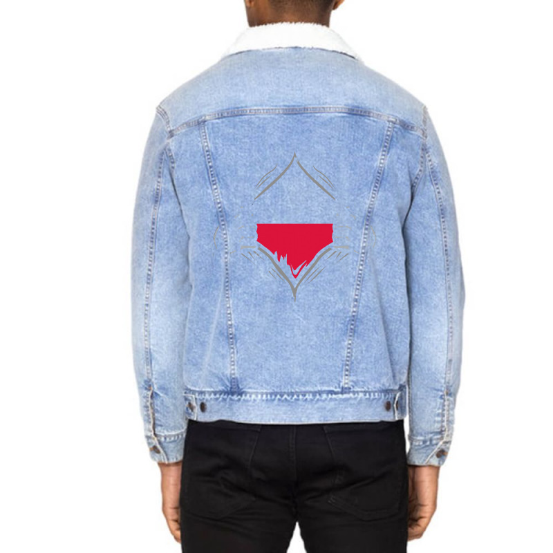 Poland  Two Hands Ripping Revealing Flag Of Poland Unisex Sherpa-lined Denim Jacket | Artistshot