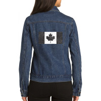 Distressed Black And White Canadian Flag Ladies Denim Jacket | Artistshot