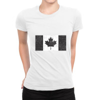 Distressed Black And White Canadian Flag Ladies Fitted T-shirt | Artistshot