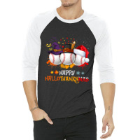 Baseball Happy Hallothanksmas Baseball Halloween And Christmas Autumn 3/4 Sleeve Shirt | Artistshot