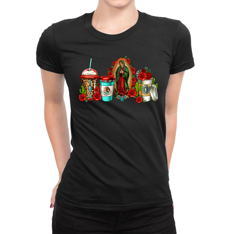 Lady Of Guadalupe Coffee Ladies Fitted T-Shirt by Jasminsmagicworld | Artistshot