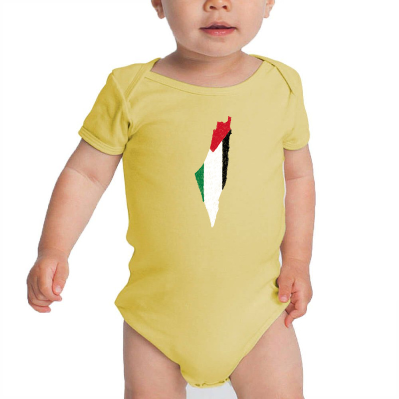 Palestina Map Flag Drawing Line Art Baby Bodysuit | Artistshot