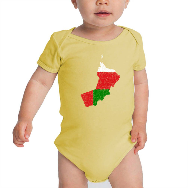 Oman Map Flag Drawing Line Art Baby Bodysuit | Artistshot