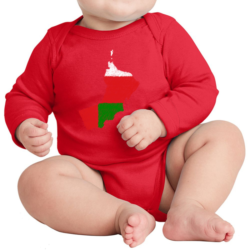 Oman Map Flag Drawing Line Art Long Sleeve Baby Bodysuit | Artistshot