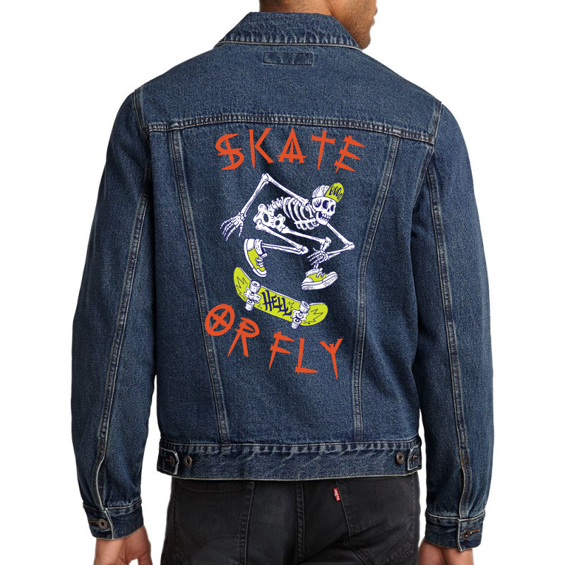 Trending Skate Or Fly Skeleton Skateboarder-1vb4w Men Denim Jacket | Artistshot