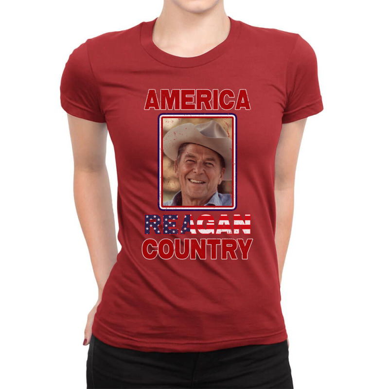 Distressed Reagan Country Ladies Fitted T-Shirt by ragatslayerai | Artistshot