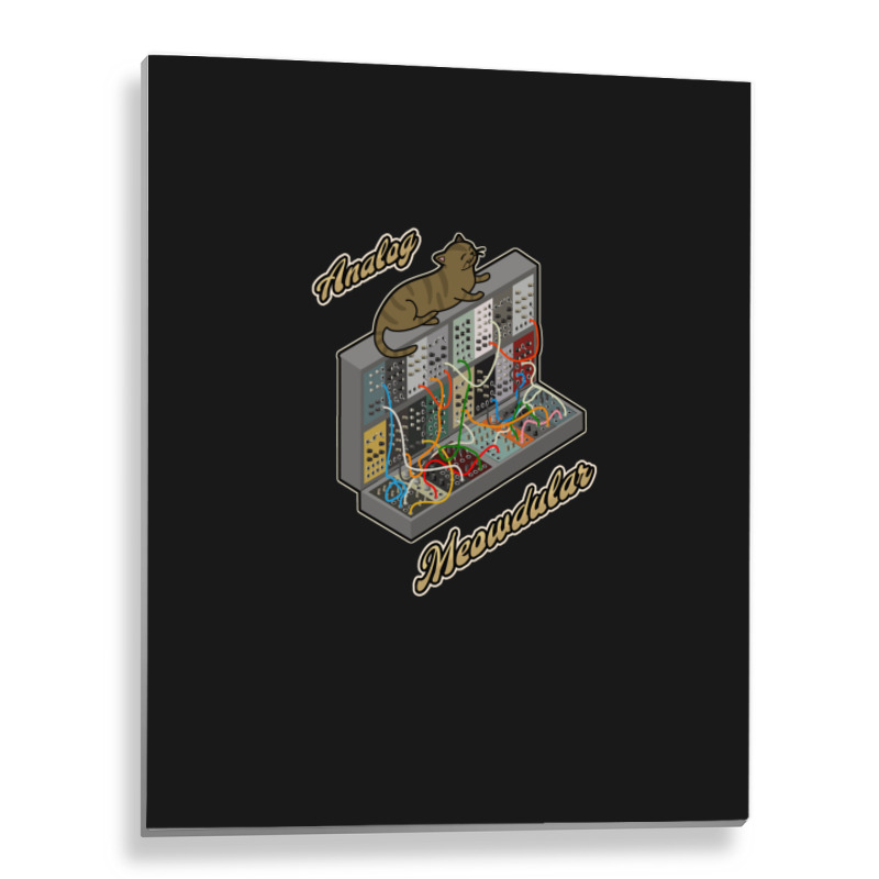 Cat On Analog Modular Synth Funny Synthesizer Metal Print Vertical | Artistshot