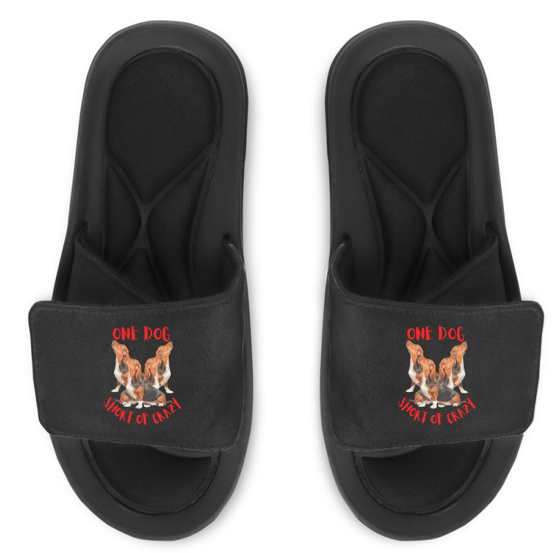 One Dog Short Of Crazy T  Shirtone Dog Short Of Crazy T  Shirt (4) Slide Sandal | Artistshot