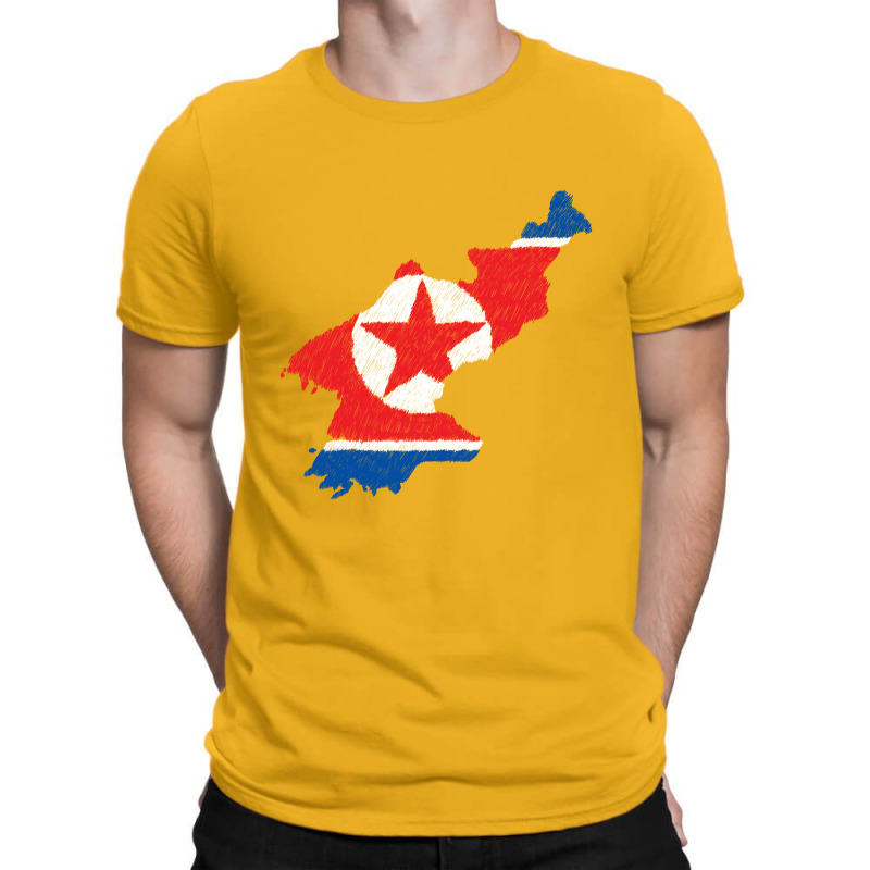 North Korea Map Flag Drawing Line Art T-shirt | Artistshot