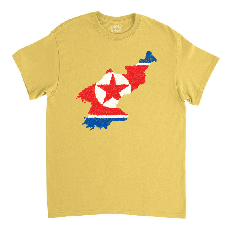 North Korea Map Flag Drawing Line Art Classic T-shirt | Artistshot