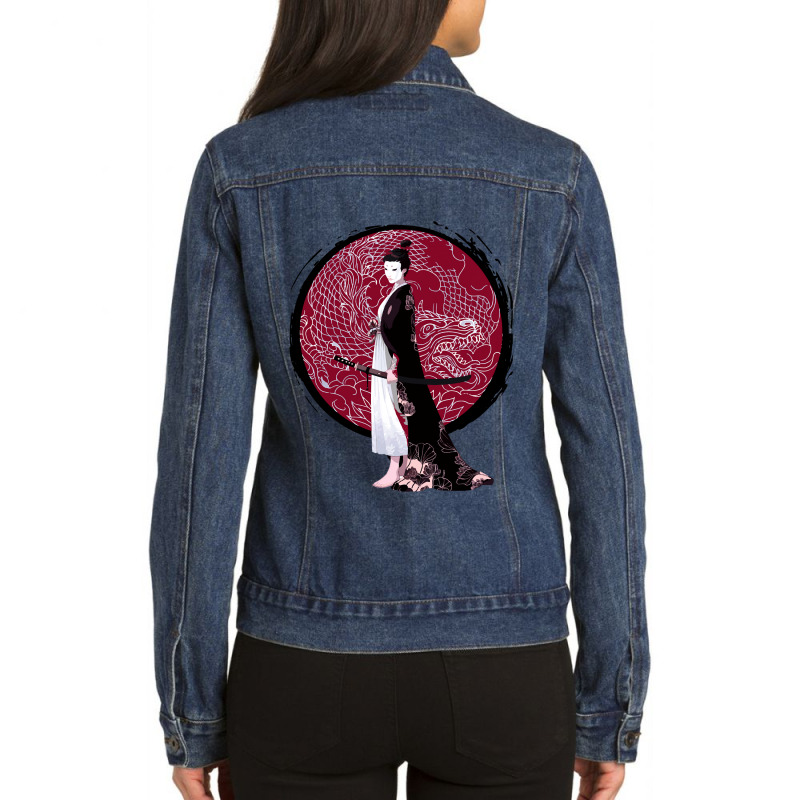 Anime Samurai Girl Warrior Katana Otaku Japan Ladies Denim Jacket by DanielLopezJacuinde | Artistshot