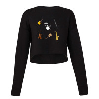 Cute Musical Instruments With Music Lovers Who's Life Fully Musical Cropped Sweater | Artistshot