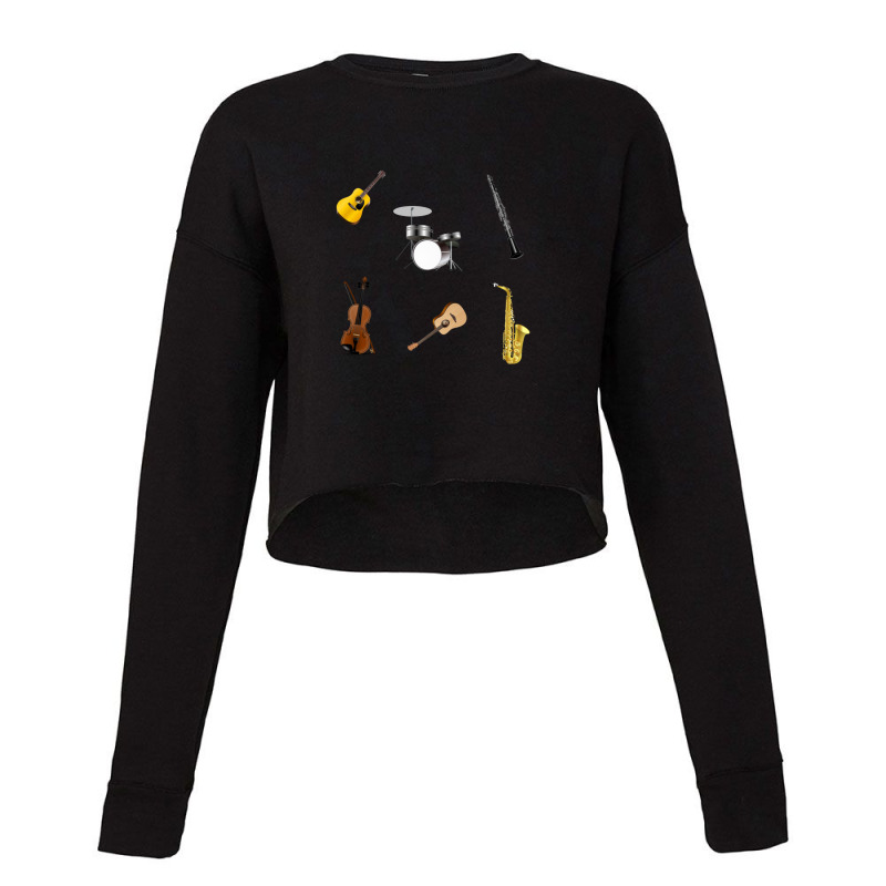 Cute Musical Instruments With Music Lovers Who's Life Fully Musical Cropped Sweater by ShannonMarieMore | Artistshot