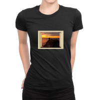 Dramatic Sunrise In Cabo Martinet Of Ibiza - Open Window Ladies Fitted T-shirt | Artistshot