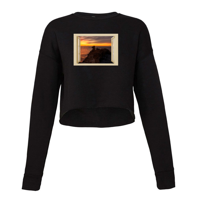 Dramatic Sunrise In Cabo Martinet Of Ibiza - Open Window Cropped Sweater by TerryPhelps | Artistshot