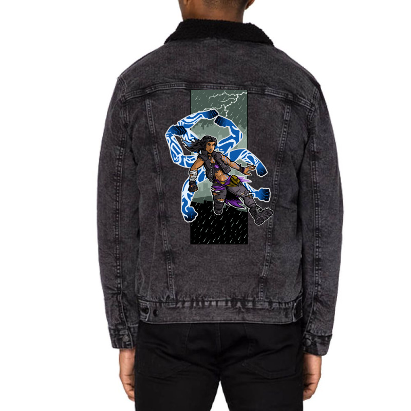 Amara The Siren Borderlands 3 The Tiger Of Partali 3 Unisex Sherpa-lined Denim Jacket | Artistshot