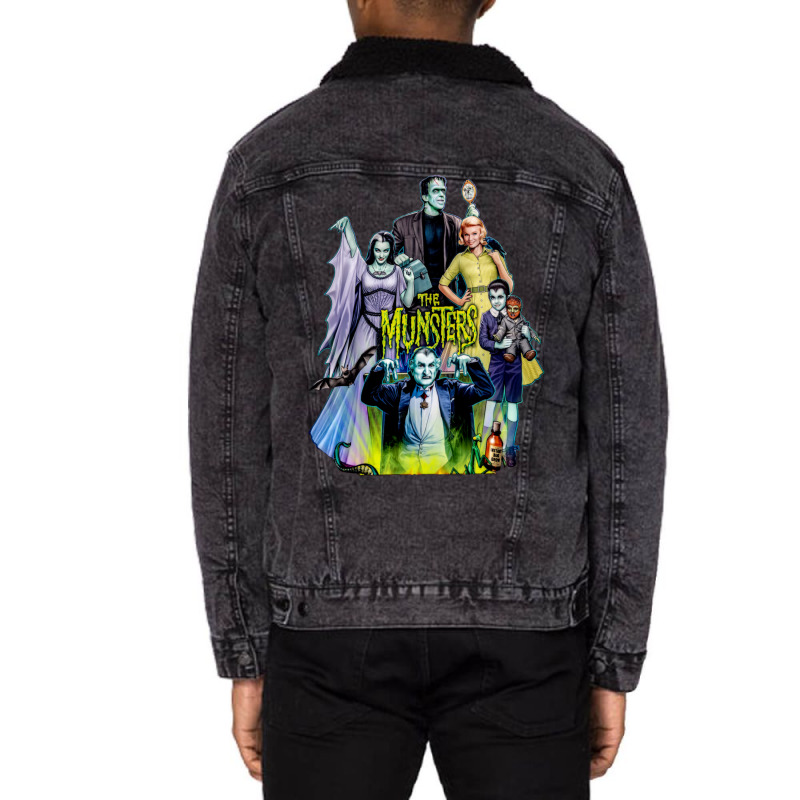 The Munsters Family Portrait Unisex Sherpa-Lined Denim Jacket by daiktumlinay | Artistshot