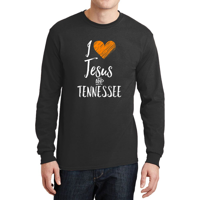 I Love Jesus And Tennessee Shirt Orange Heart Cute Fan Gift Long Sleeve Shirts | Artistshot