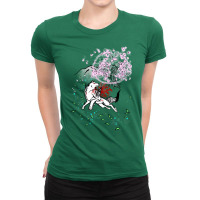 Amaterasu Okami With Cherry Blossoms Ladies Fitted T-shirt | Artistshot