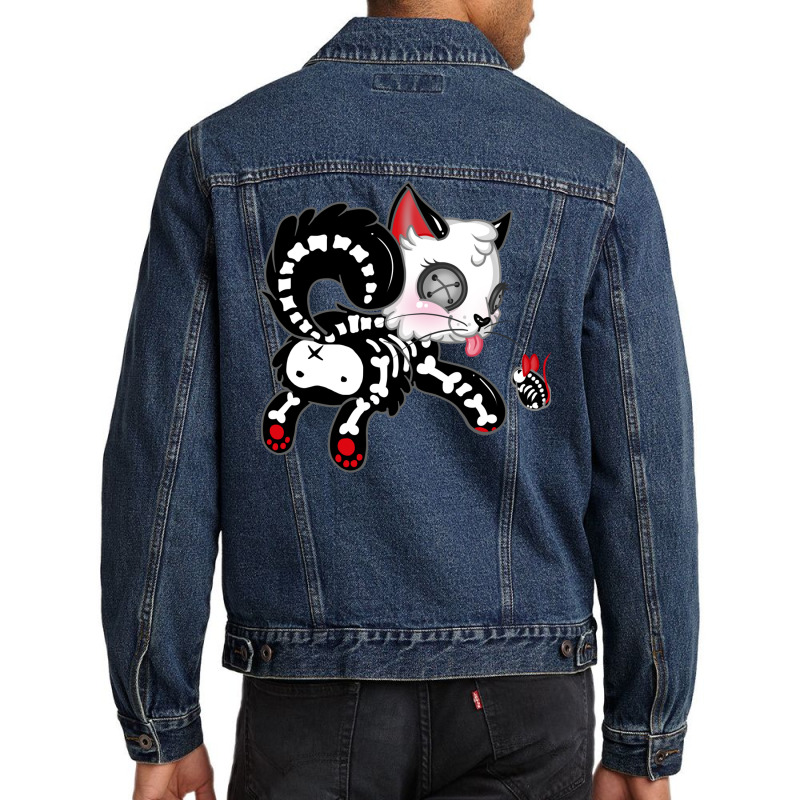 Skele Cat Red Version Men Denim Jacket | Artistshot