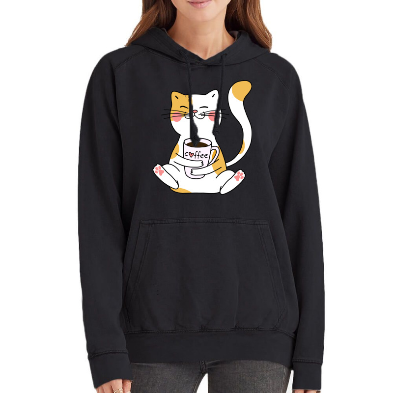 Cat And Coffee Vintage Hoodie | Artistshot