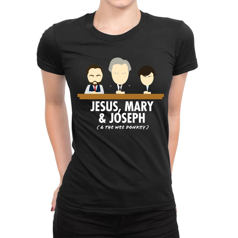 Jesus, Mary, Joseph & The Wee Donkey Ladies Fitted T-Shirt by SusanLynnHartmann | Artistshot