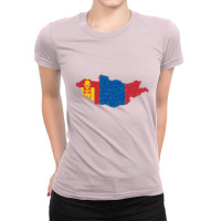 Mongolia Map Flag Drawing Line Art Ladies Fitted T-shirt | Artistshot