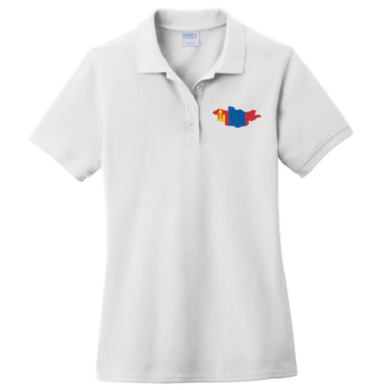 Mongolia Map Flag Drawing Line Art Ladies Polo Shirt by Erwin Saputra Art | Artistshot