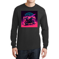 Motorcycle Retro Synthwave Long Sleeve Shirts | Artistshot