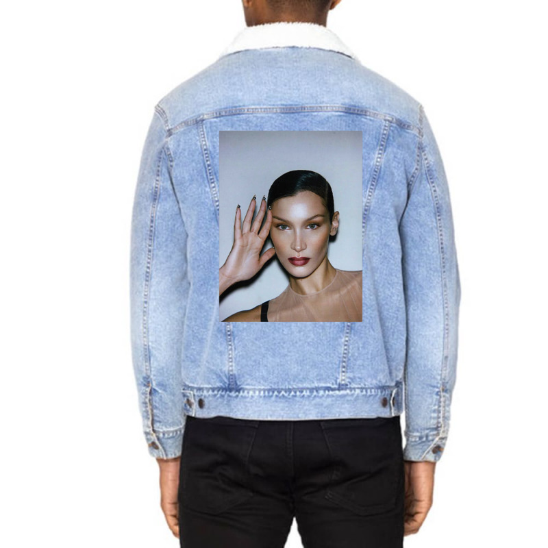 Bella Hadid Headshot Unisex Sherpa-lined Denim Jacket | Artistshot