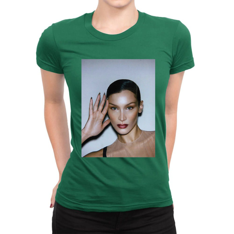 Bella Hadid Headshot Ladies Fitted T-Shirt by rafidipuschf | Artistshot