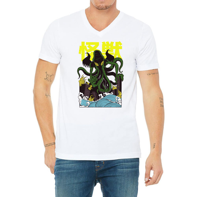 Japanese Cthulhu V-neck Tee | Artistshot