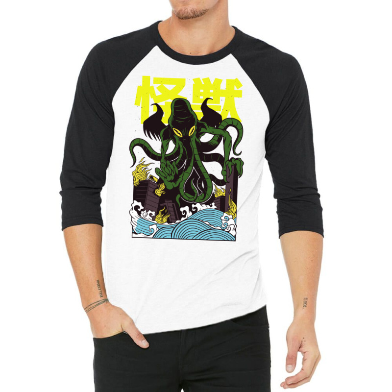 Japanese Cthulhu 3/4 Sleeve Shirt | Artistshot