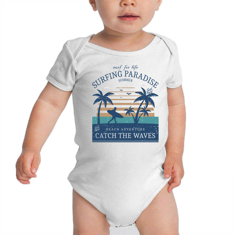 Summer Surf Vintage Surf Hard | Catch The Waves Baby Bodysuit | Artistshot