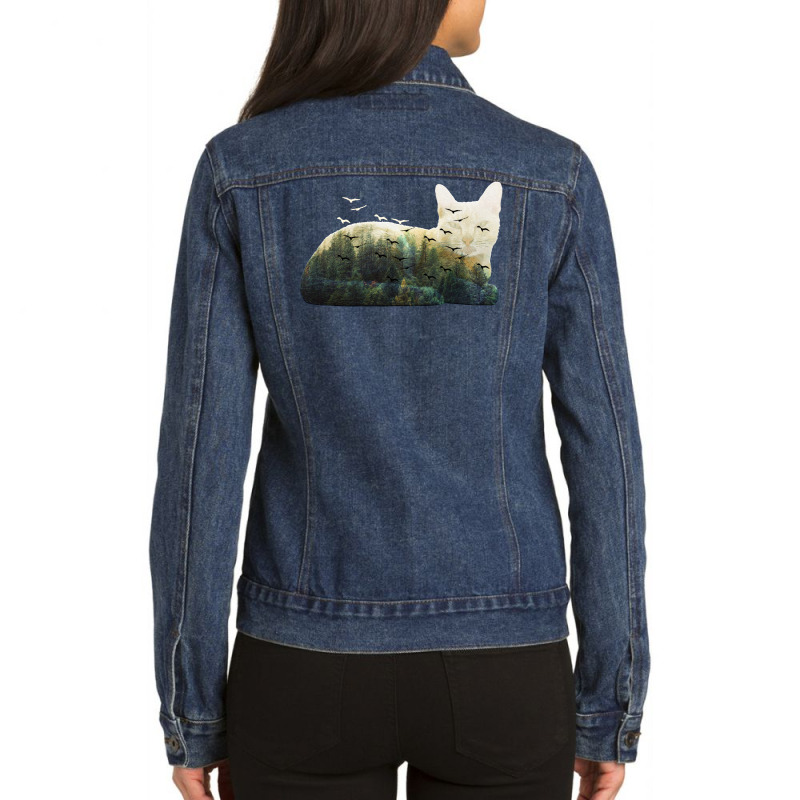 Forest Cat Ladies Denim Jacket by Gurkan | Artistshot