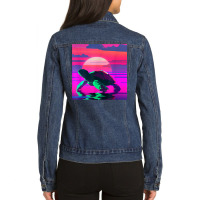 Beach Sunset Tortoise Painted Alligator Snapping Turtle T Shirt Ladies Denim Jacket | Artistshot