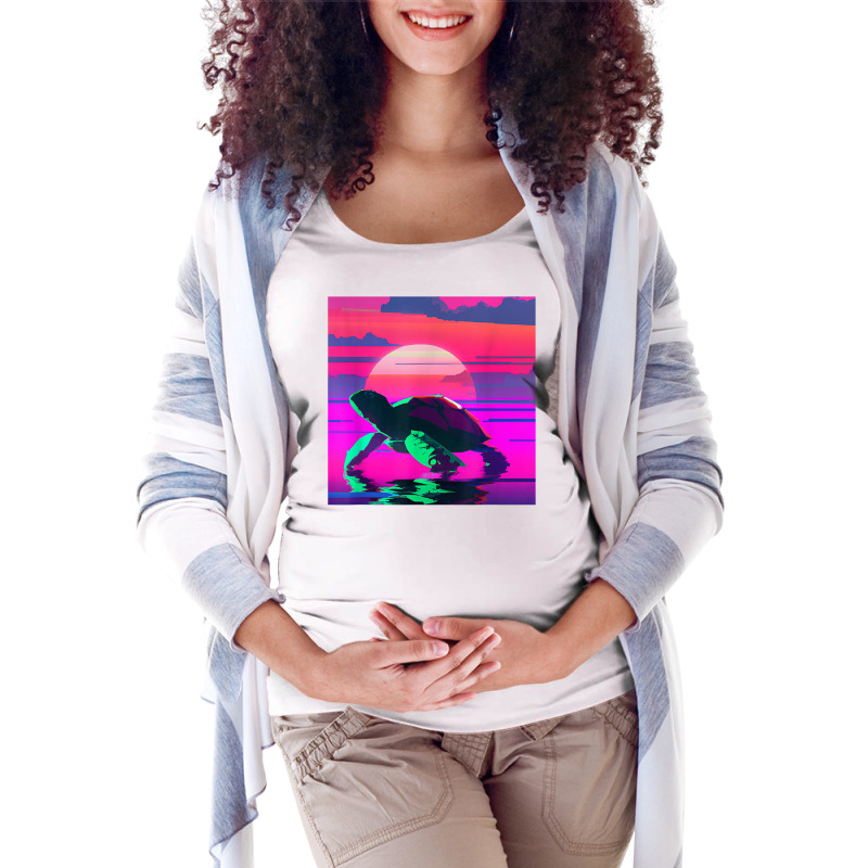 Beach Sunset Tortoise Painted Alligator Snapping Turtle T Shirt Maternity Scoop Neck T-shirt by pulsemh | Artistshot