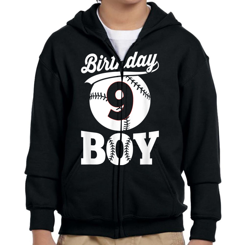 Baseball Ninth 9th Birthday Boy Natal Day T Shirt Youth Zipper Hoodie by prix5d5gosson | Artistshot