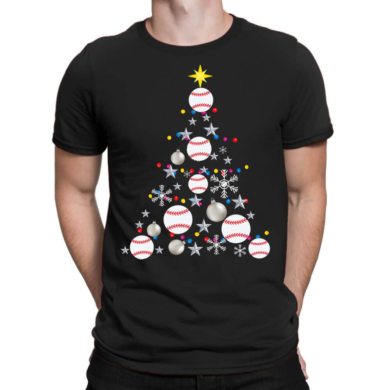 Baseball Baseball Christmas Tree Christmas Lights Baseball Pajama 109 T-Shirt by Irena D Good | Artistshot