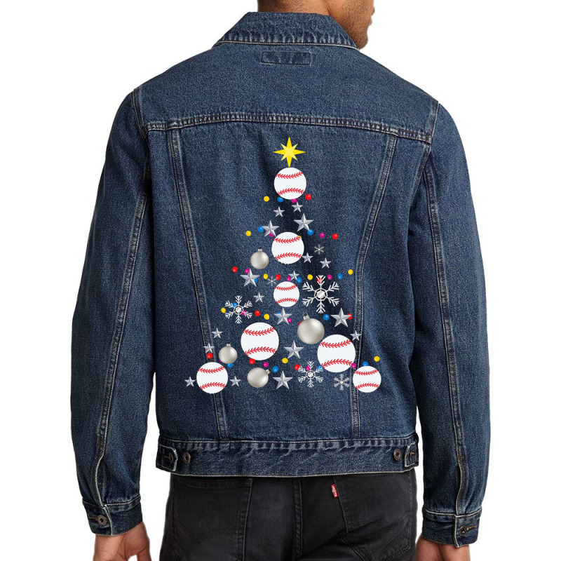 Baseball Baseball Christmas Tree Christmas Lights Baseball Pajama 109 Men Denim Jacket by Irena D Good | Artistshot