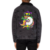 Jester Rainbow Unicorn Design Mardi Gras Mask Costume T Shirt Unisex Sherpa-lined Denim Jacket | Artistshot