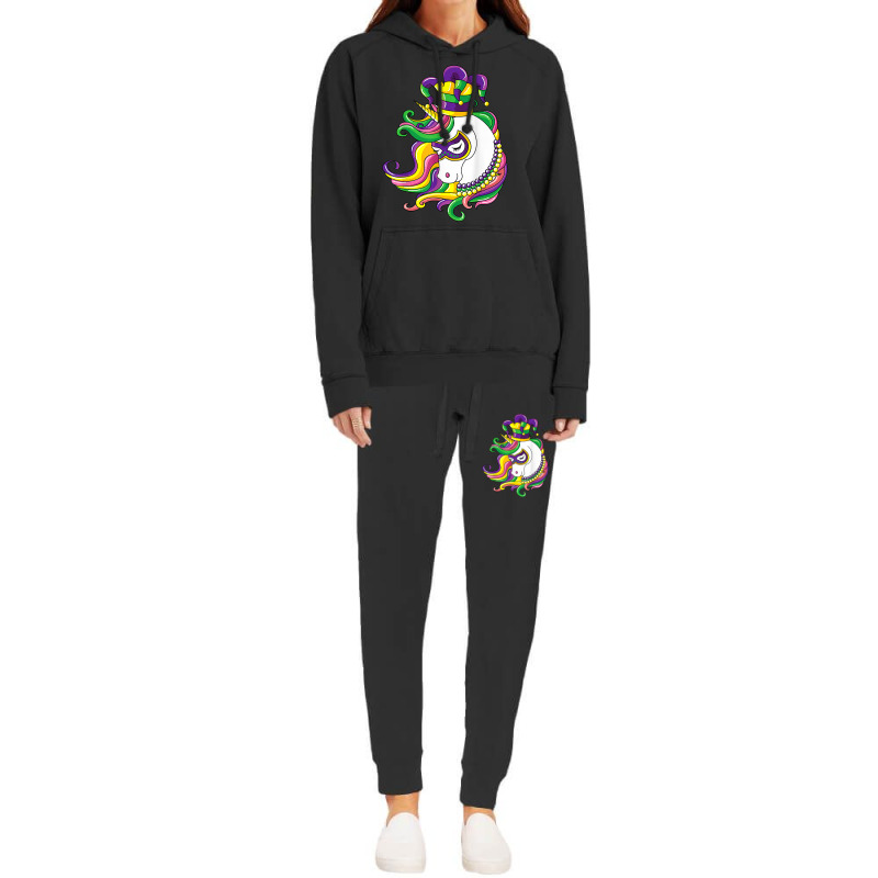 Jester Rainbow Unicorn Design Mardi Gras Mask Costume T Shirt Hoodie & Jogger Set | Artistshot