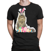 Easter Day T  Shirt Easter Cat Maine Coon With Bunny Ears & Eggs Gift T-shirt | Artistshot