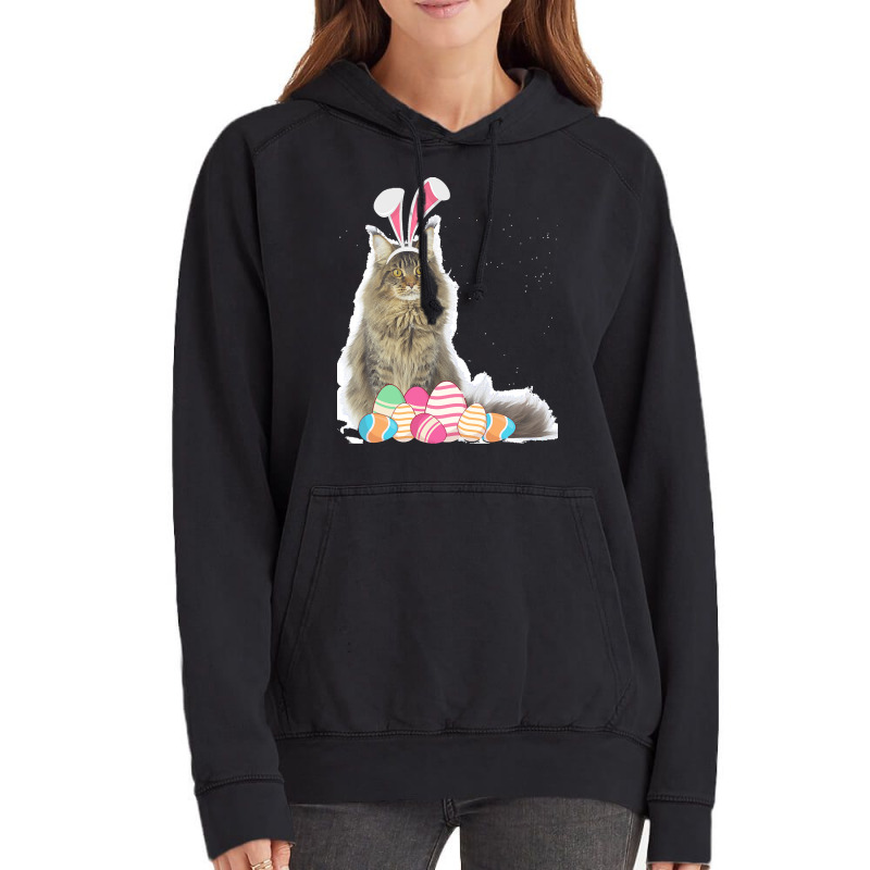 Easter Day T  Shirt Easter Cat Maine Coon With Bunny Ears & Eggs Gift Vintage Hoodie by larmstrong437 | Artistshot