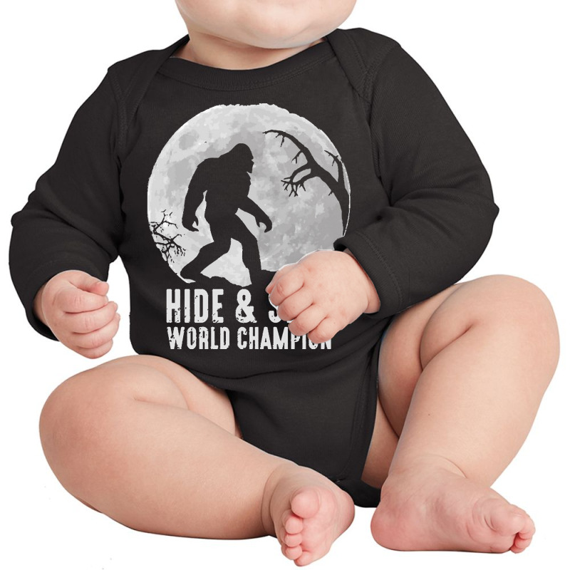 Bigfoot T  Shirt Retro Bigfoot Hide & Seek World Champion 10 Long Sleeve Baby Bodysuit by ryan41603 | Artistshot