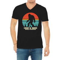 Bigfoot T  Shirt Retro Bigfoot Hide & Seek World Champion 4 V-neck Tee | Artistshot