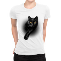 Black Cat Yellow Eyes  Cats Tee  Gifts Ladies Fitted T-shirt | Artistshot