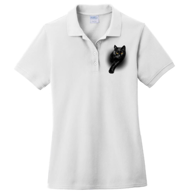 Black Cat Yellow Eyes  Cats Tee  Gifts Ladies Polo Shirt by KimberleeWilson786 | Artistshot